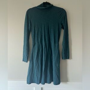 Toad&Co Winterdance Organic Cotton Mock Turtleneck Long Sleeve Dress Size S Teal